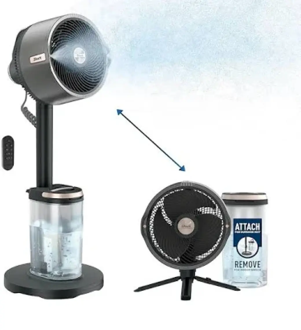 Shark Flexbreeze Promist Taşınabilir Buharlı Fan – Iç ve Dış Mekan Uyumlu, Siyah