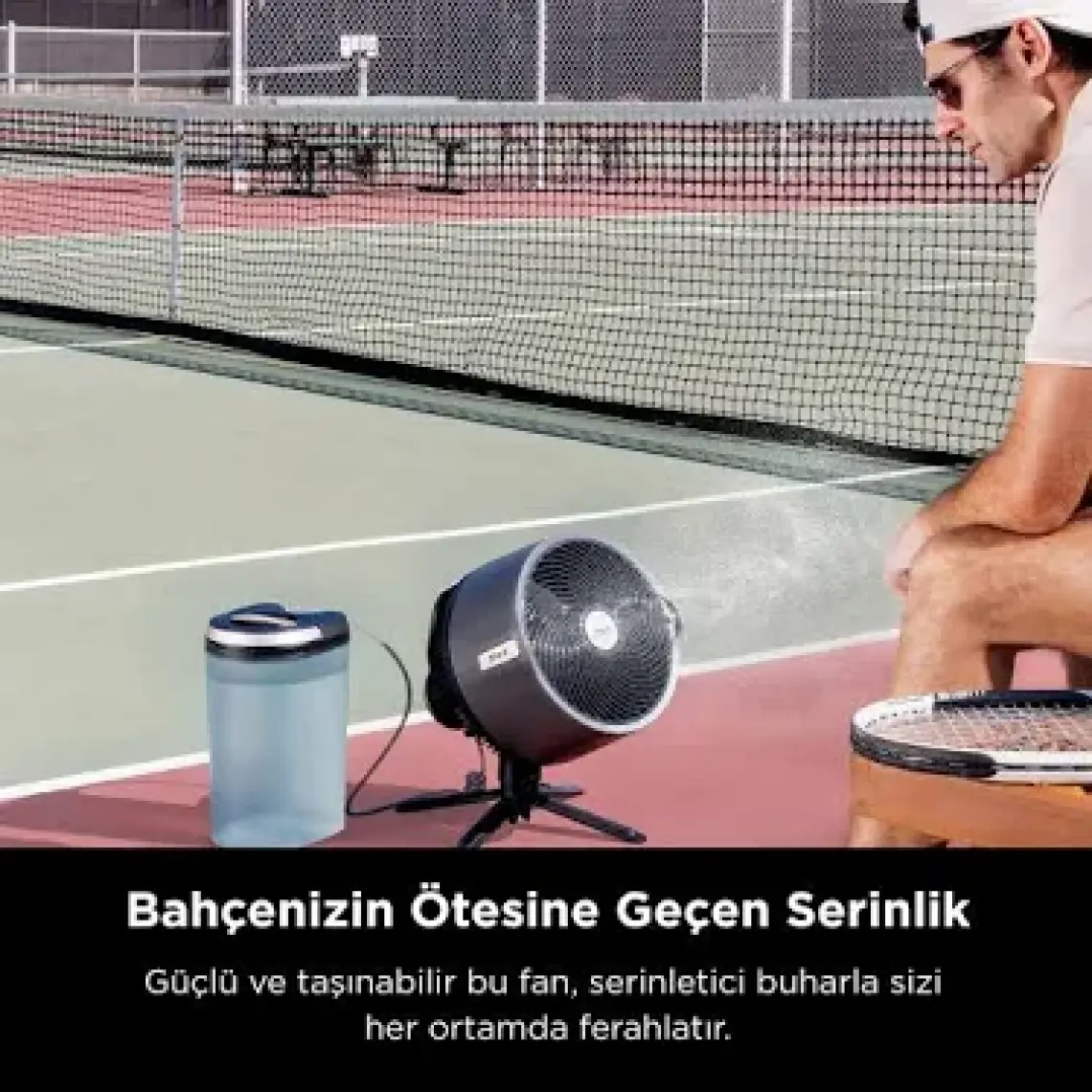 Shark Flexbreeze Promist Taşınabilir Buharlı Fan – Iç ve Dış Mekan Uyumlu, Siyah