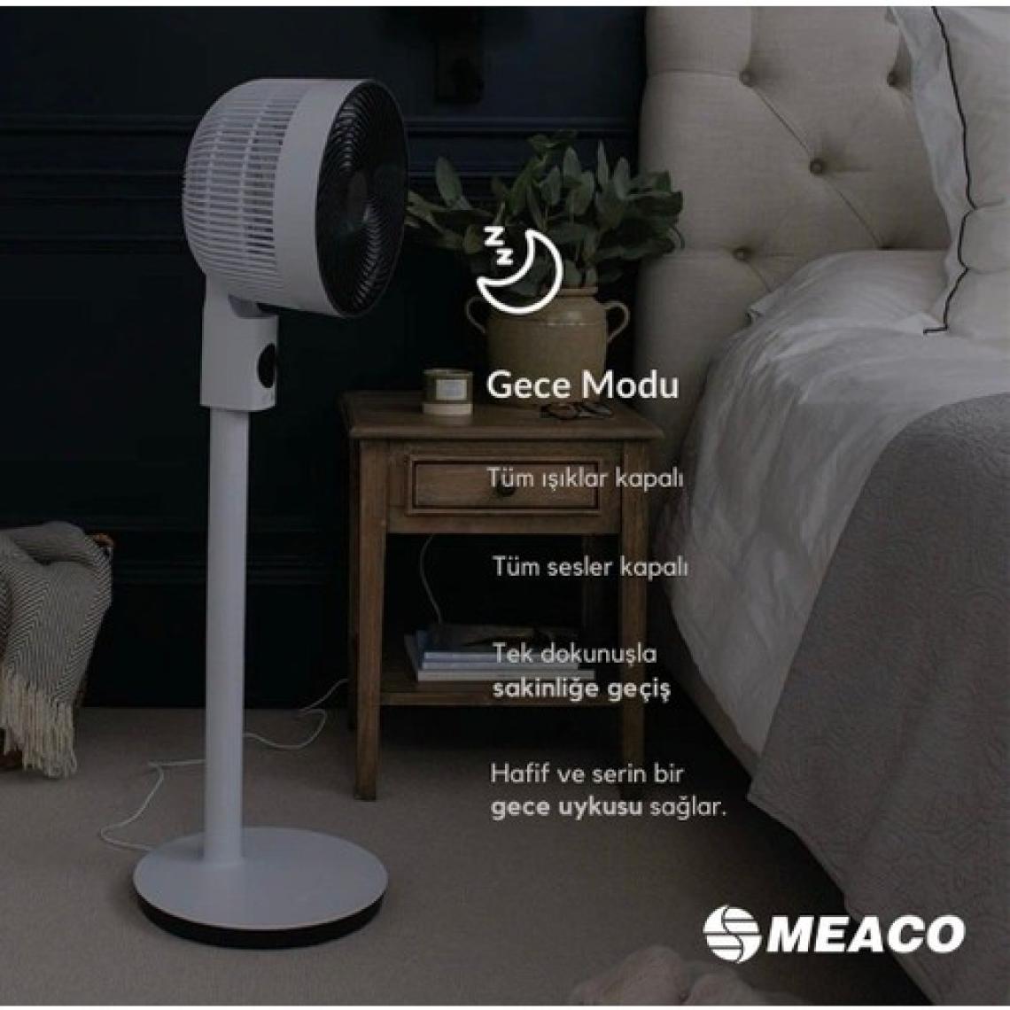 Meaco Sefte® 10” Ultra Sessiz Ayaklı Vantilatör – Uyku Modlu ve Enerji Tasarruflu Serinletici Fan