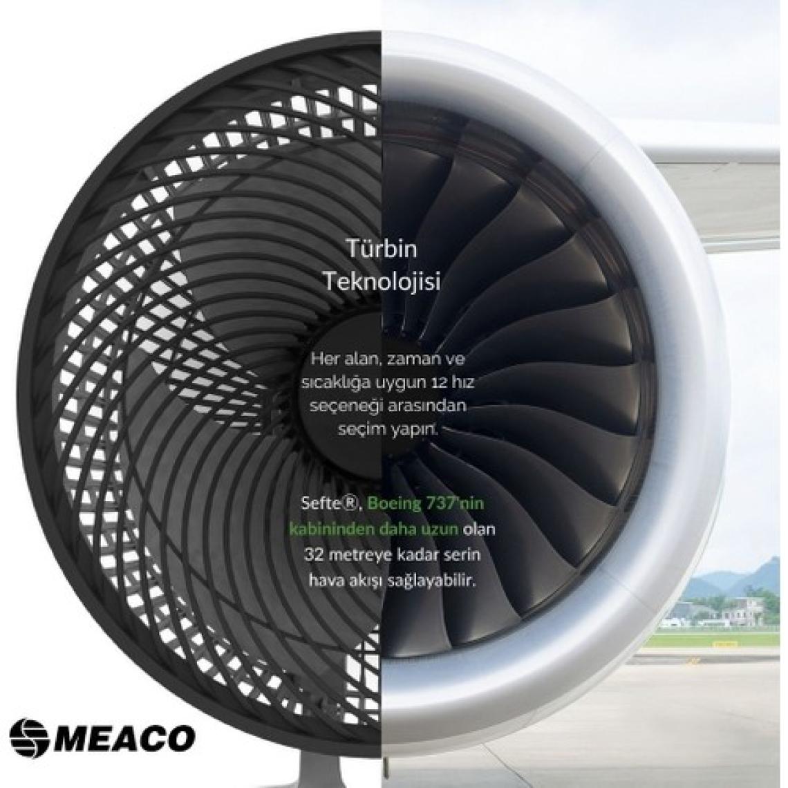 Meaco Sefte® 10” Ultra Sessiz Ayaklı Vantilatör – Uyku Modlu ve Enerji Tasarruflu Serinletici Fan