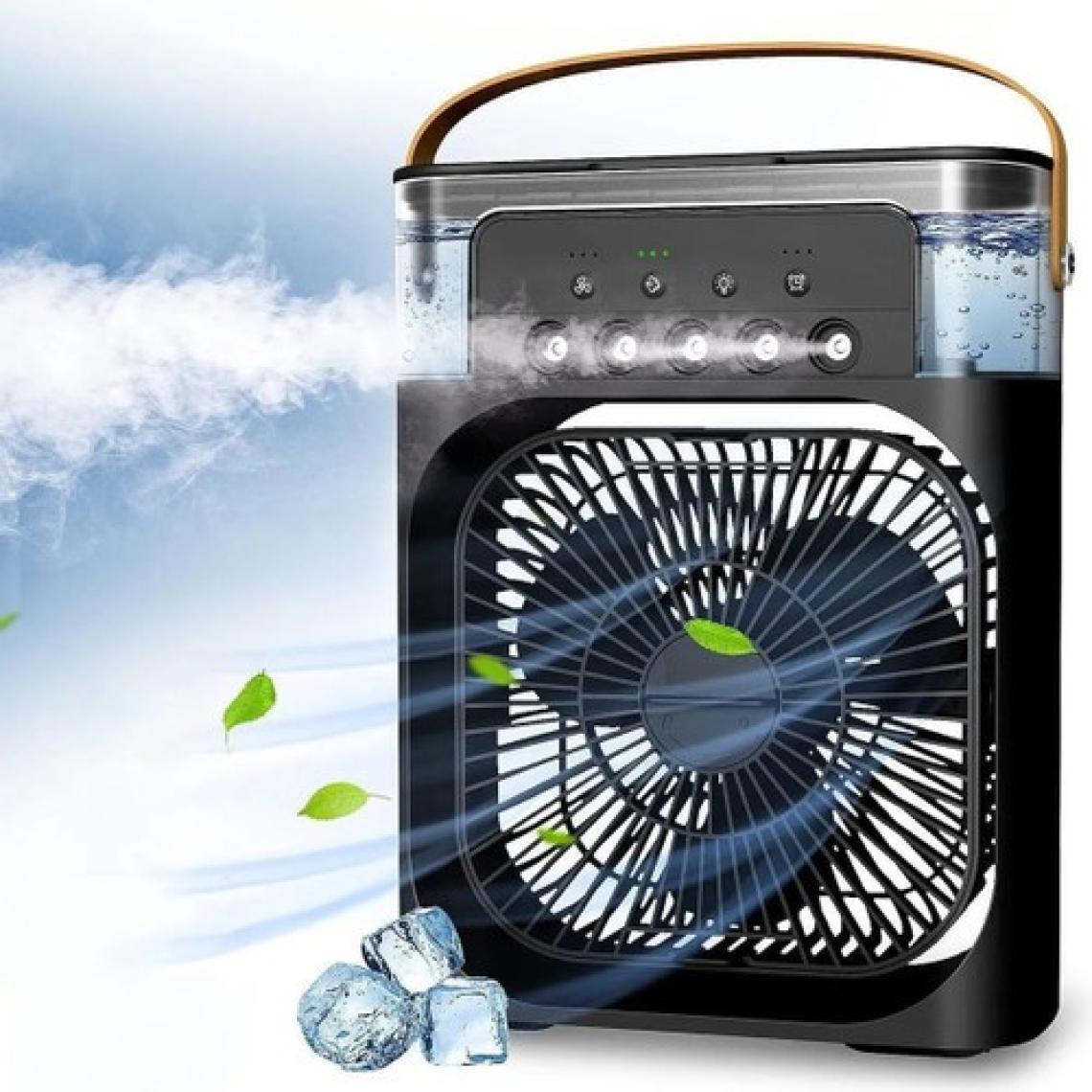 Vothoon Taşınabilir Işıklı 5 Spreyli Vantilatör Buzlu Buharlı Vantilatör Mini Fan Nemlendirici Buharlı