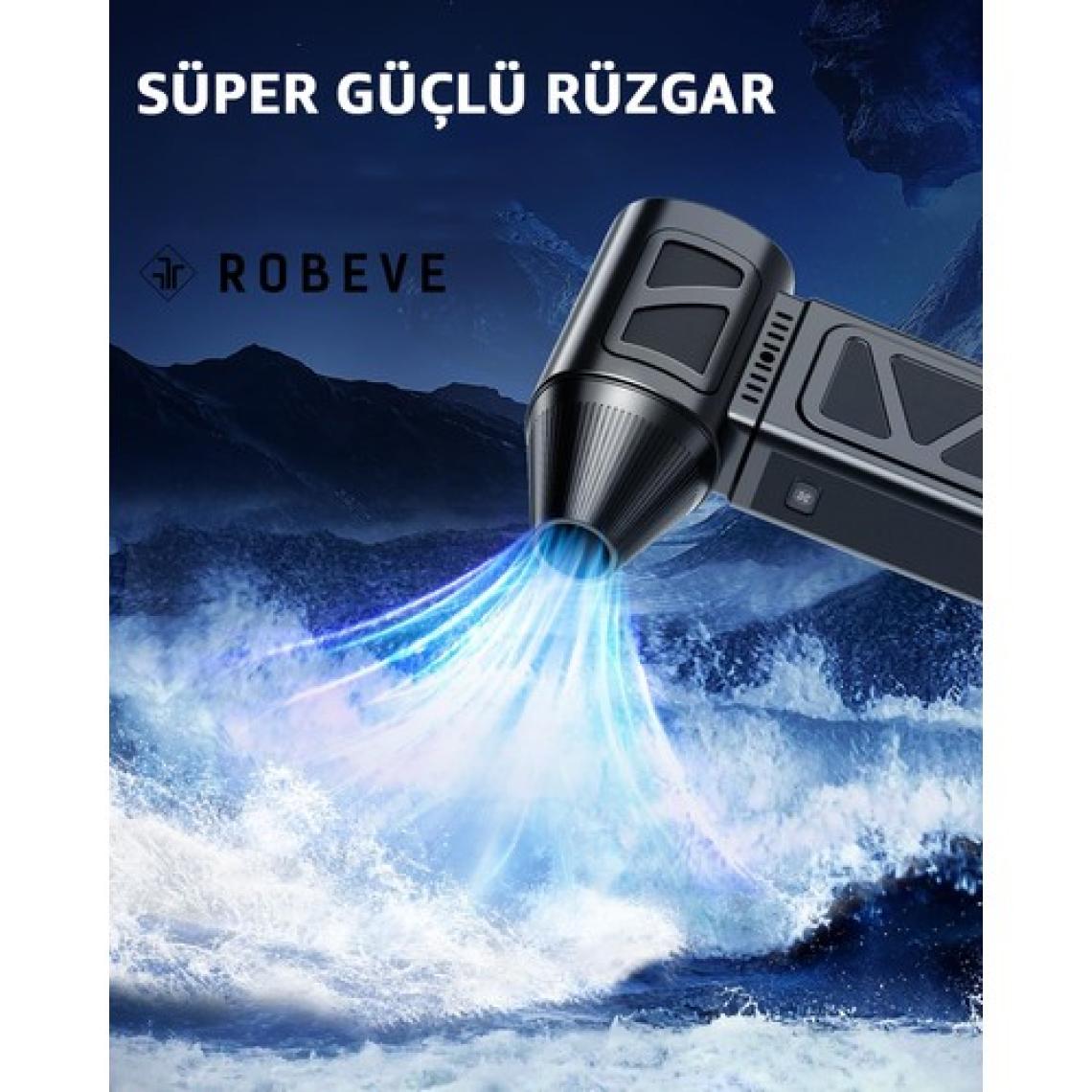 Robeve Süper Güçlü Üfleyici Şarjlı Fan Turbo Fan 130000 Rpm Güçlü Fan Vantilatör Üfleyici Süper Turbo Fan Yüksek Hızlı Fırçasız Motor Mini Jet Üfleyici