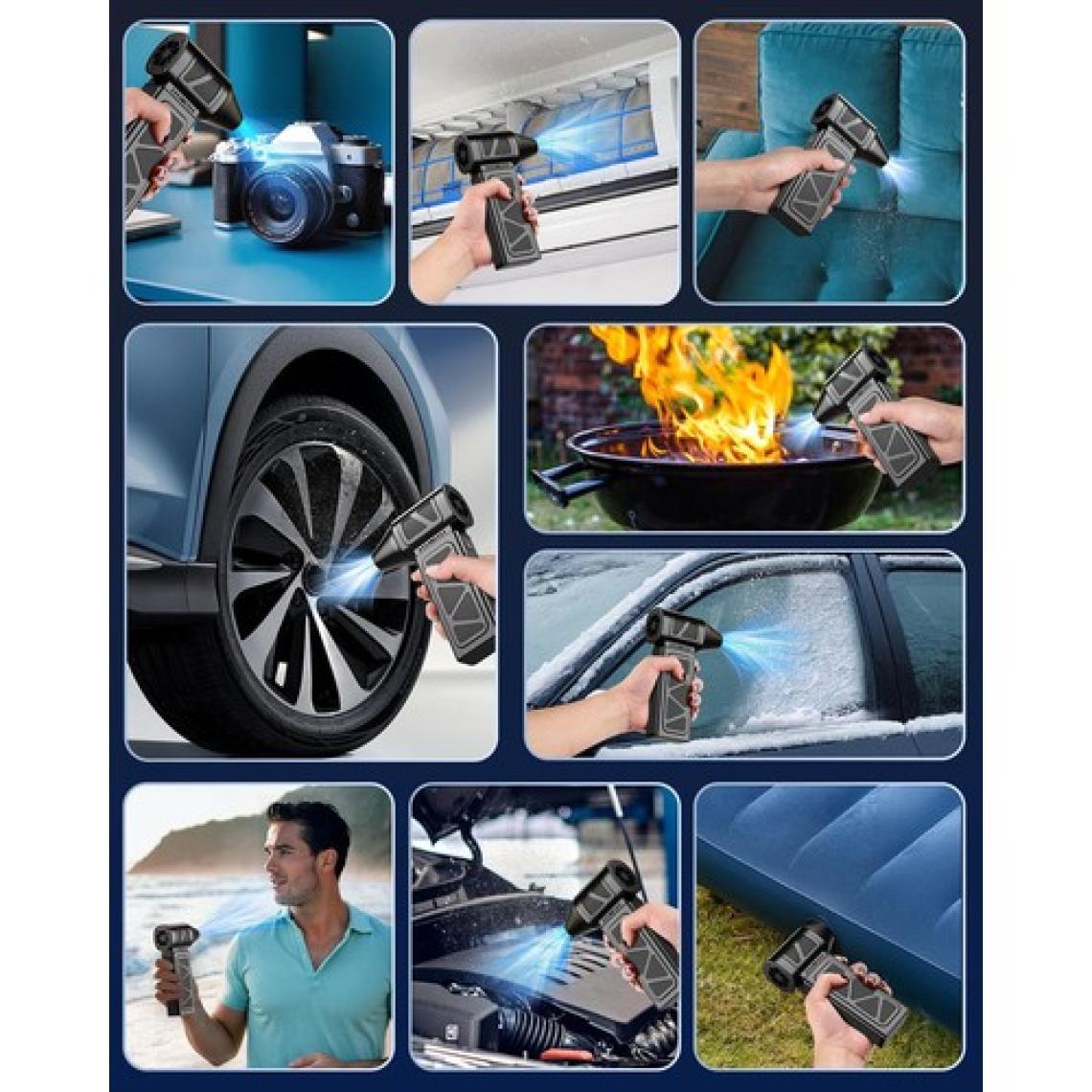 Robeve Süper Güçlü Üfleyici Şarjlı Fan Turbo Fan 130000 Rpm Güçlü Fan Vantilatör Üfleyici Süper Turbo Fan Yüksek Hızlı Fırçasız Motor Mini Jet Üfleyici