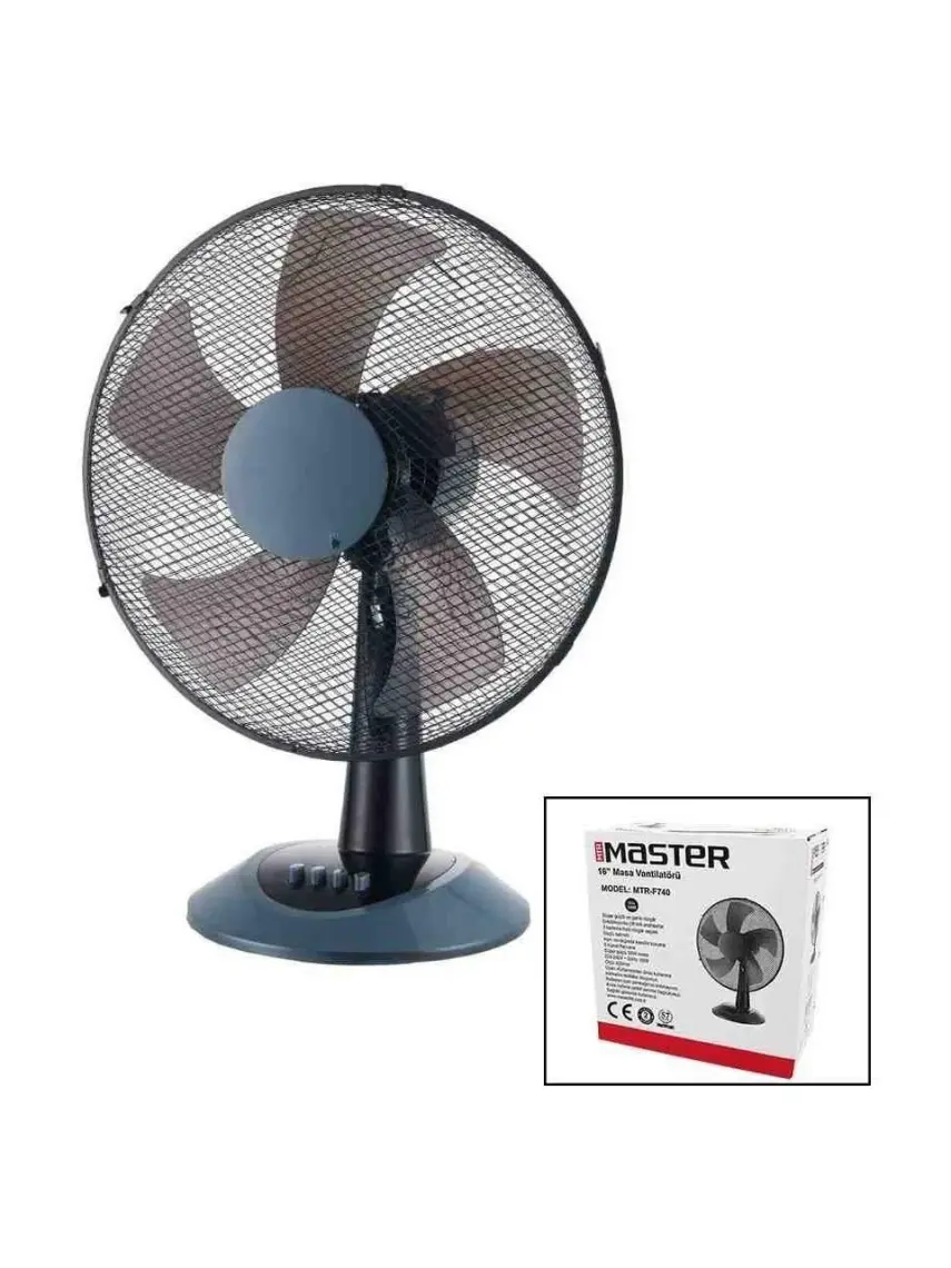Master 16 Inç Masa Üstü Vantilatör 50W 5 Kanat - 3 Kademe MTR-F740
