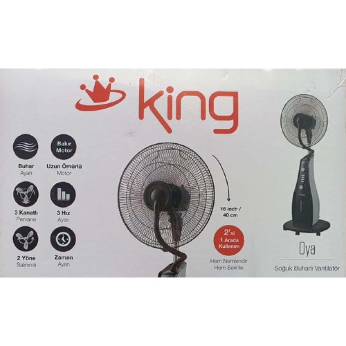 King KV1816 Oya Soğuk Buharlı Vantilatör 80W 3,3lt 40 cm