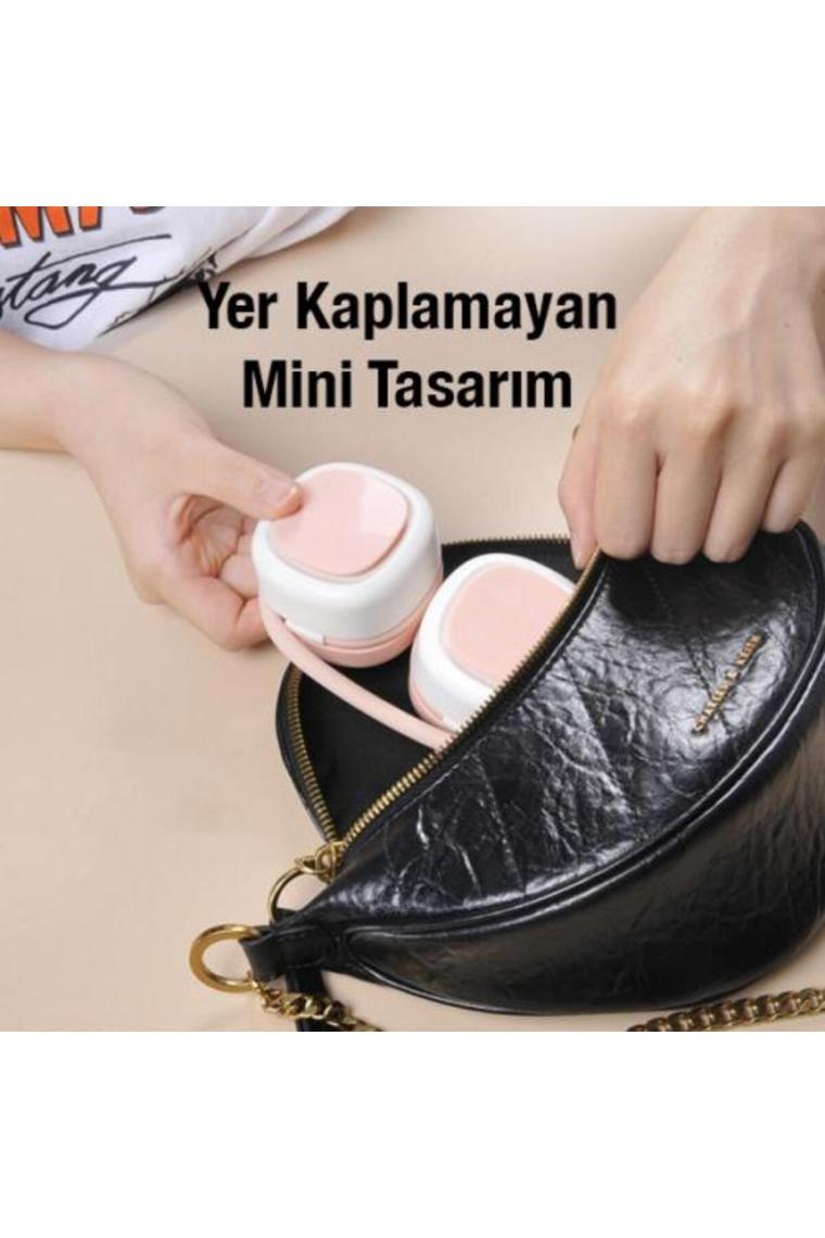 Coofbe 1600MAH Kulaklık Tasarımlı Askılıklı Taşınabilir 3 Kademeli Şarjlı Boyun Fanı Boyun Vantilatör Soğutucu