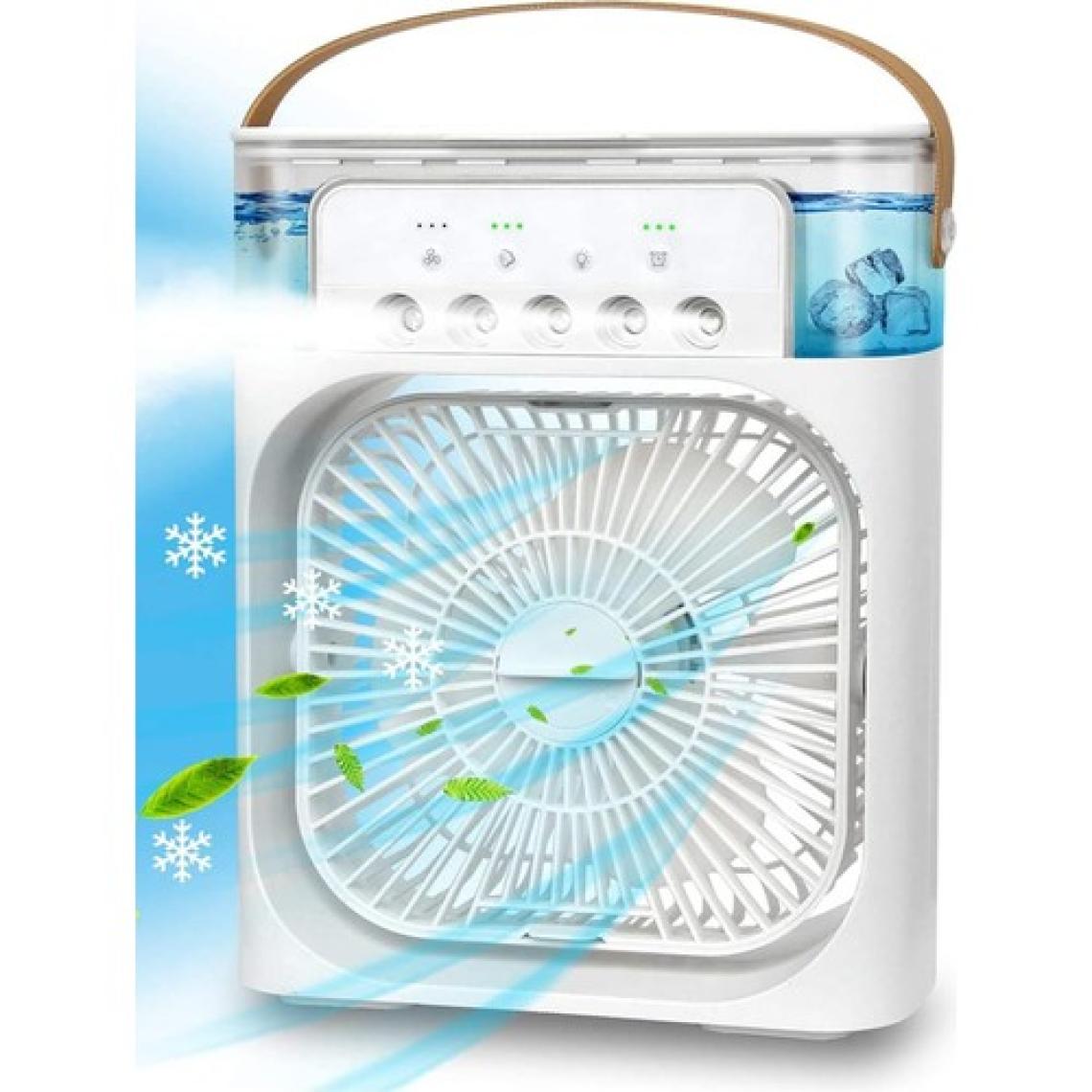 Glr HR001 Beyaz Buzlu Vantilatör Mini Fan 5 Spreyli Su Püskürtmeli 600 ML Buhar Makinesi Nemlendirici Mini Klima