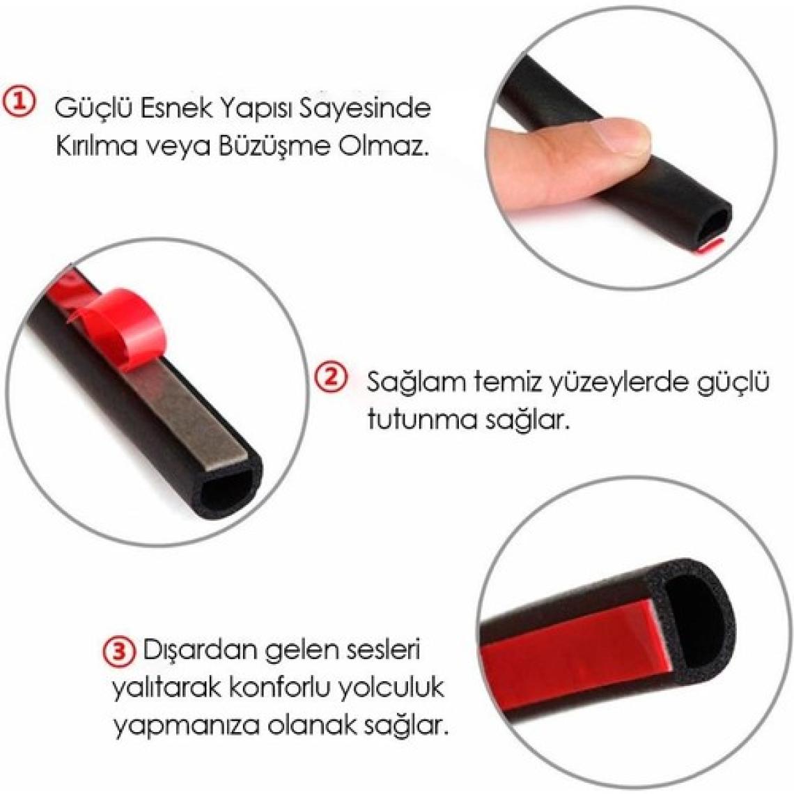 Techmaster Araç B Fitil Kapı Altı Kenarı Kaput Bagaj Ses Önleyici Fitil 5mt
