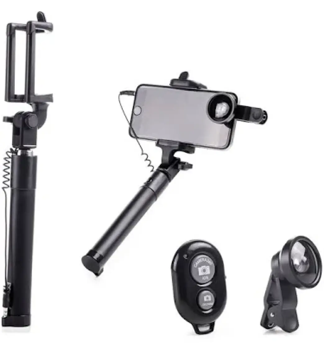 Preo My Photo 3'lü Kablosuz Selfie Stick Set Siyah