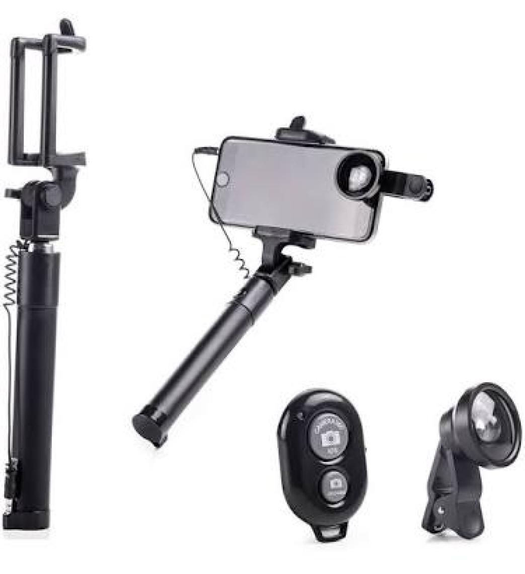 Preo My Photo 3'lü Kablosuz Selfie Stick Set Siyah