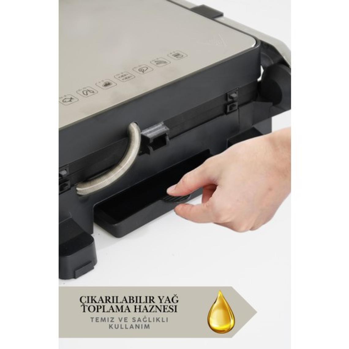 Arnell Primo Tost Makinesi | 2000w Güç | Yapışmaz Plaka | Yağ Hazneli Termostatlı Tost Makinası