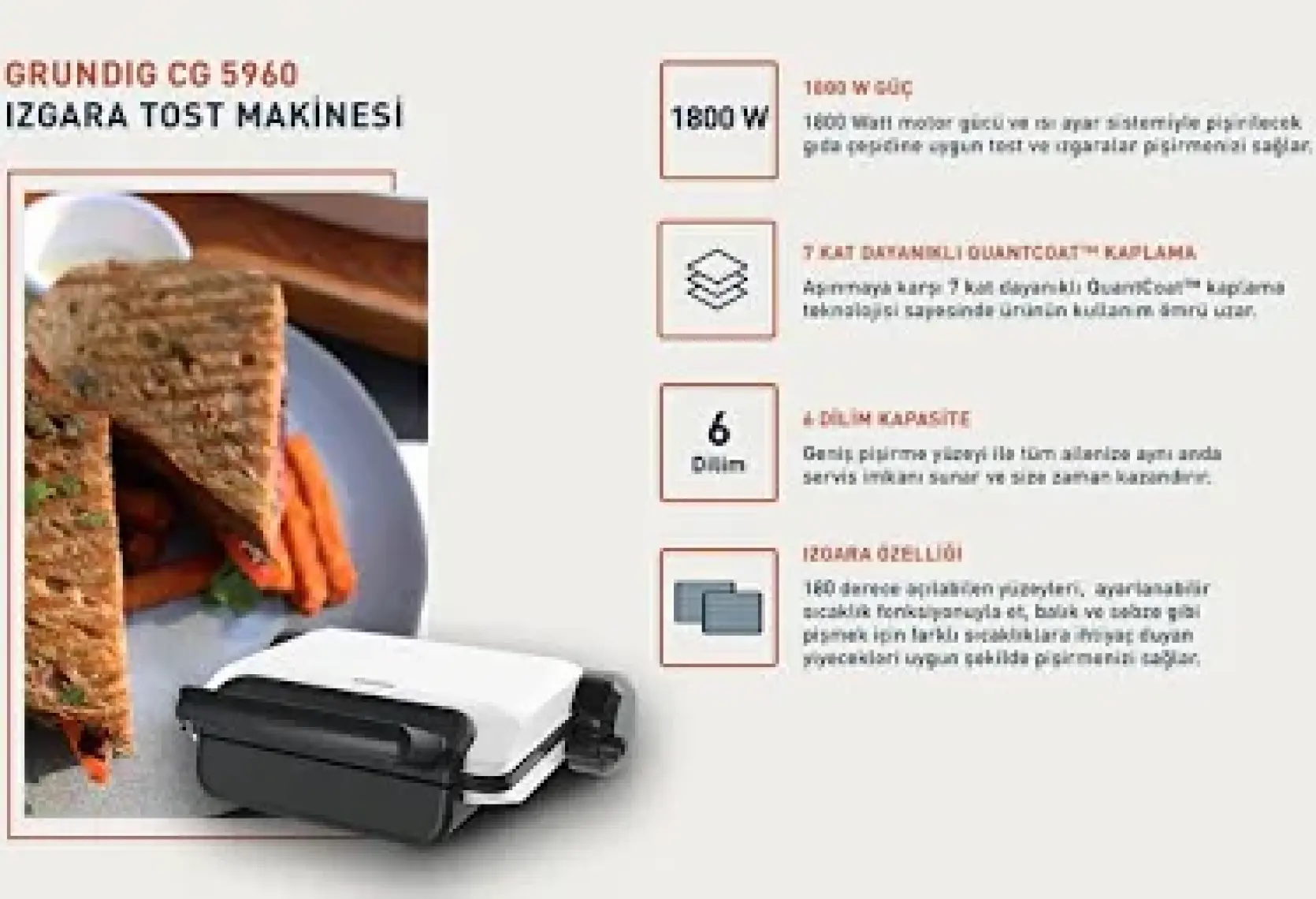 Grundig Cg 5960 Y Tost Makinesi