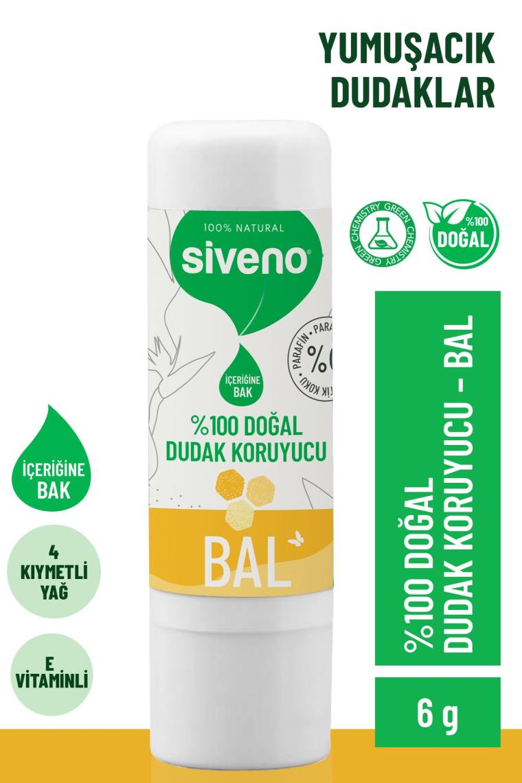 %100 Doğal Dudak Koruyucu Bal Bitkisel Lipbalm Dudak Kremi Nemlendirici Parlatıcı Onarıcı 6 G