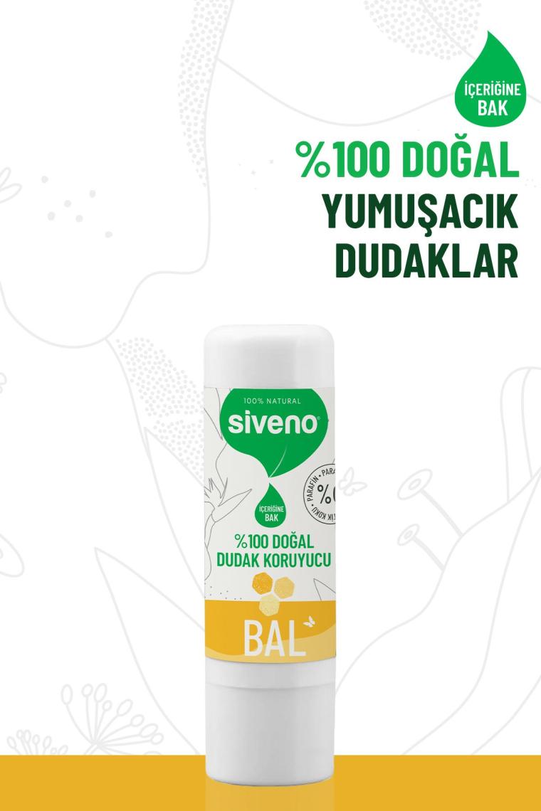 %100 Doğal Dudak Koruyucu Bal Bitkisel Lipbalm Dudak Kremi Nemlendirici Parlatıcı Onarıcı 6 G