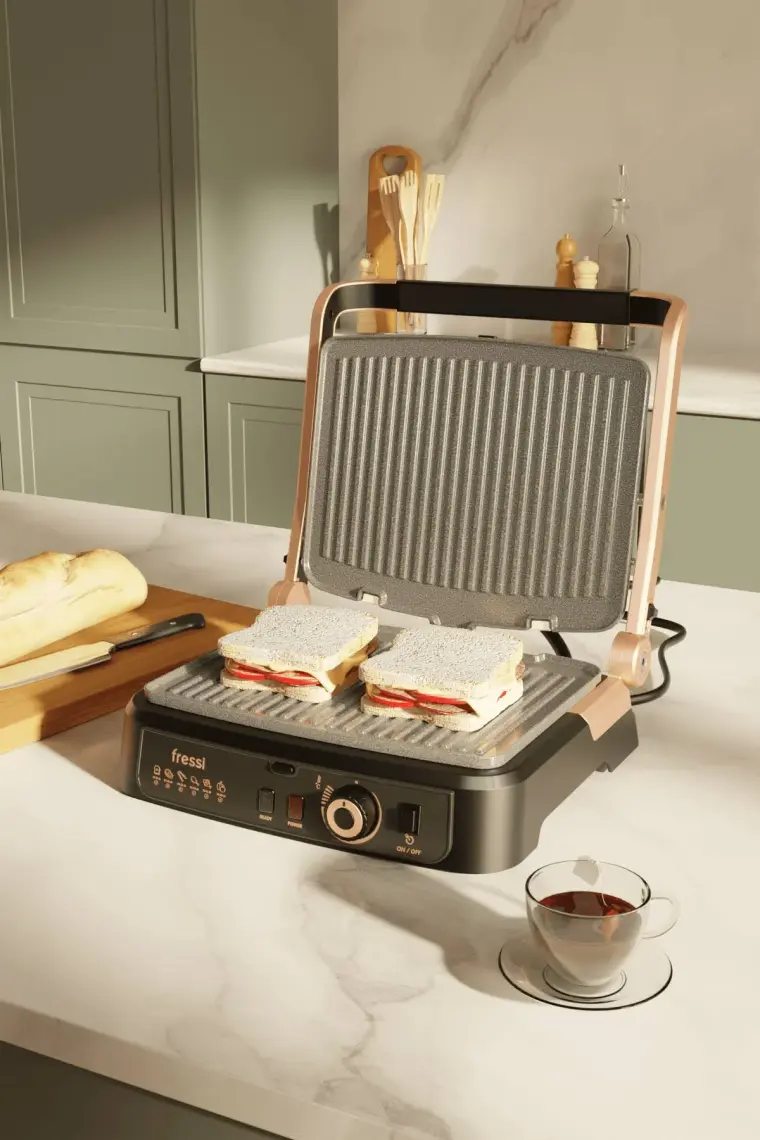 Fressi FR-TM01 Vintage Retro Izgara ve Tost Makinesi 6 Dilim Kapasiteli 2000W
