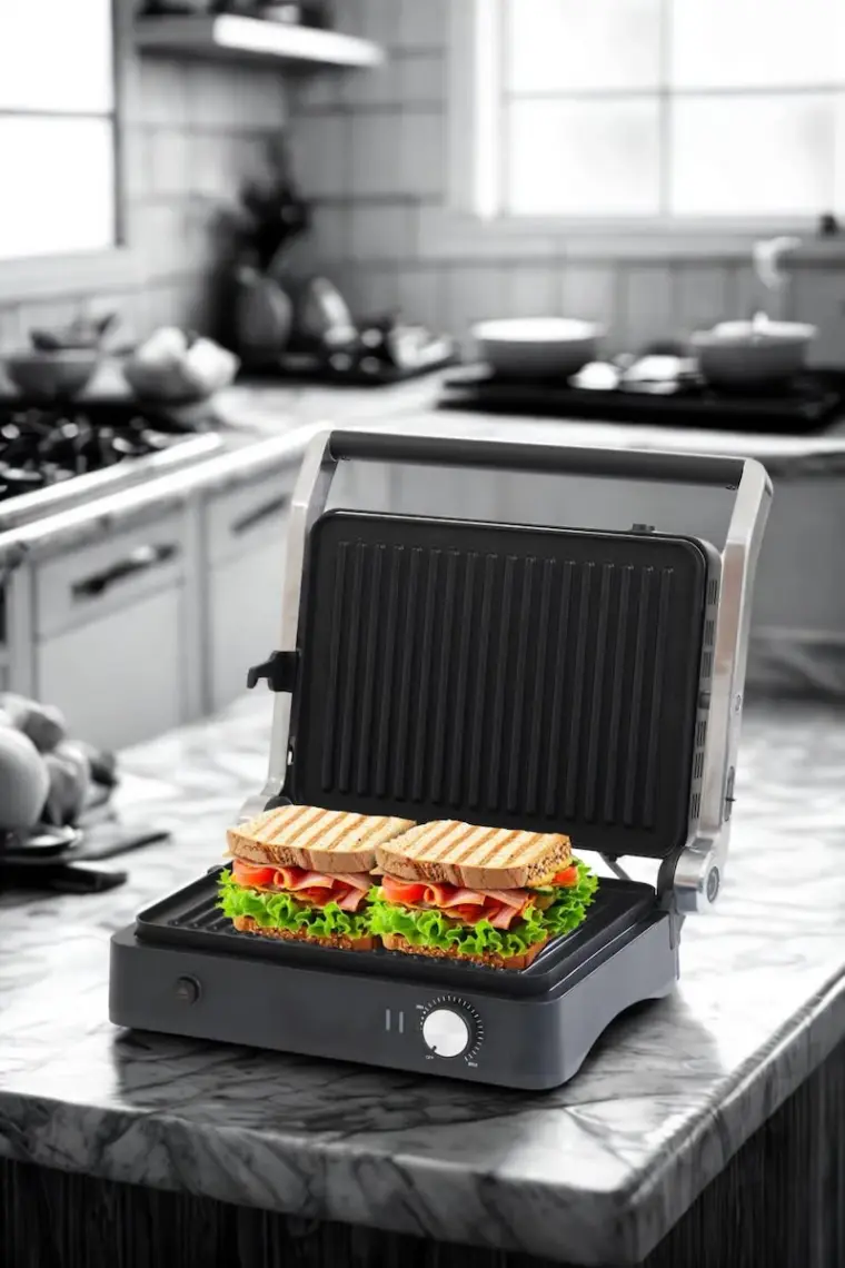 Arnell Primo Tost Makinesi | 2000w Güç | Yapışmaz Plaka | Yağ Hazneli Termostatlı Tost Makinası