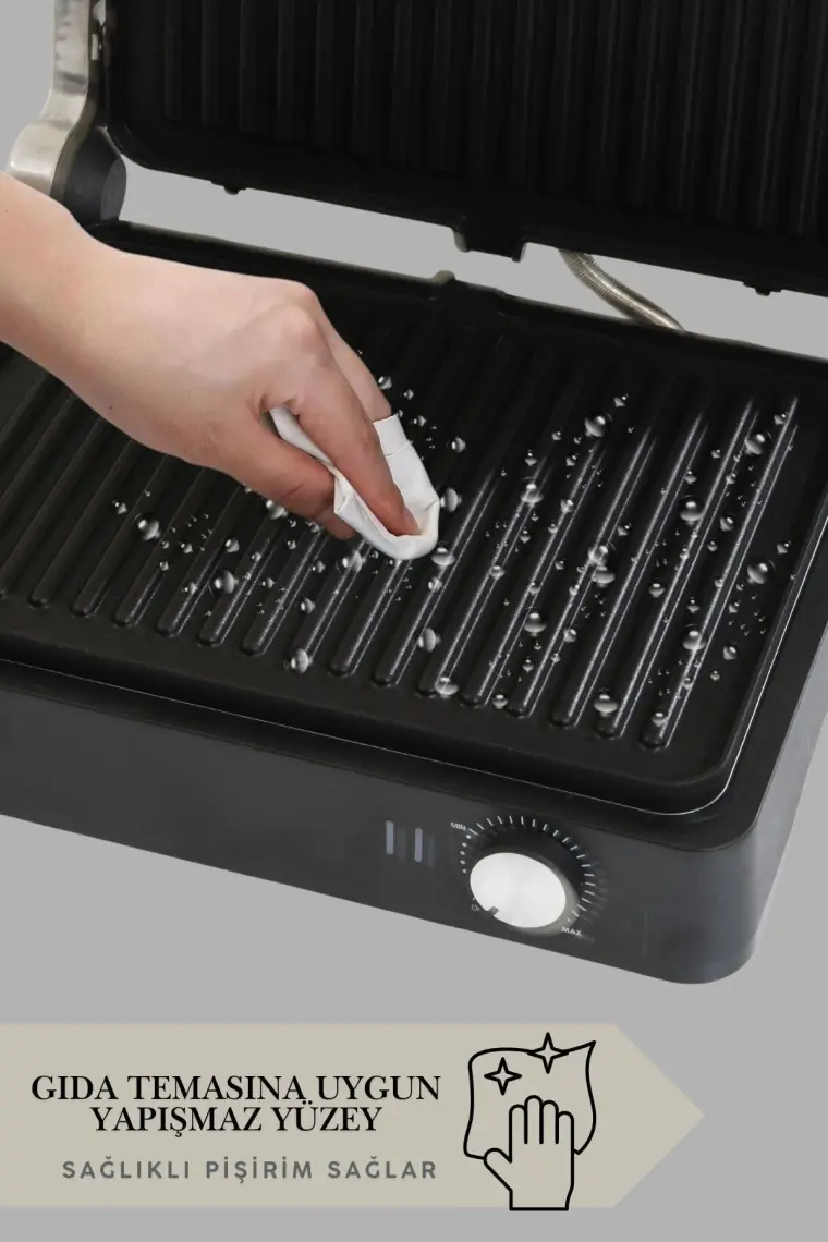 Arnell Primo Tost Makinesi | 2000w Güç | Yapışmaz Plaka | Yağ Hazneli Termostatlı Tost Makinası
