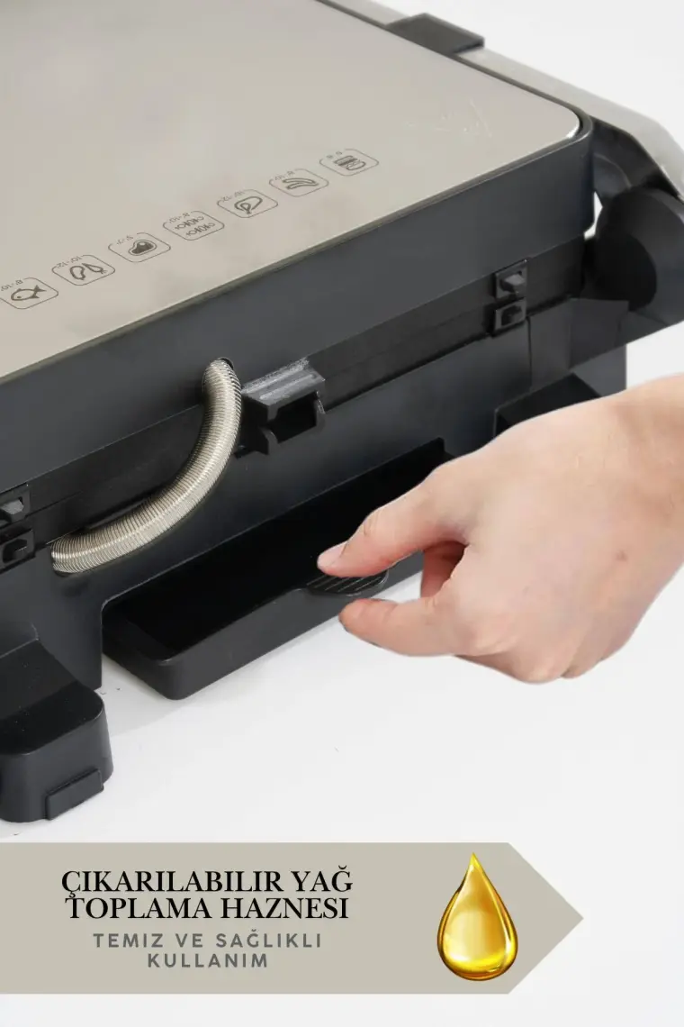Arnell Primo Tost Makinesi | 2000w Güç | Yapışmaz Plaka | Yağ Hazneli Termostatlı Tost Makinası