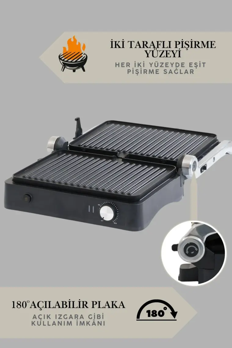 Arnell Primo Tost Makinesi | 2000w Güç | Yapışmaz Plaka | Yağ Hazneli Termostatlı Tost Makinası