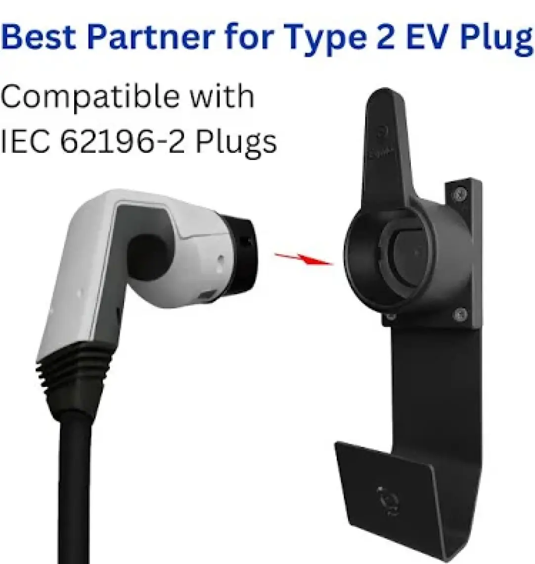 Egnio Type2 Ev Holderand Hanger''black''/elektrikli Araç Tip2 Soket Uyumlu Kablo Toparlayıcı ve Metal Askı