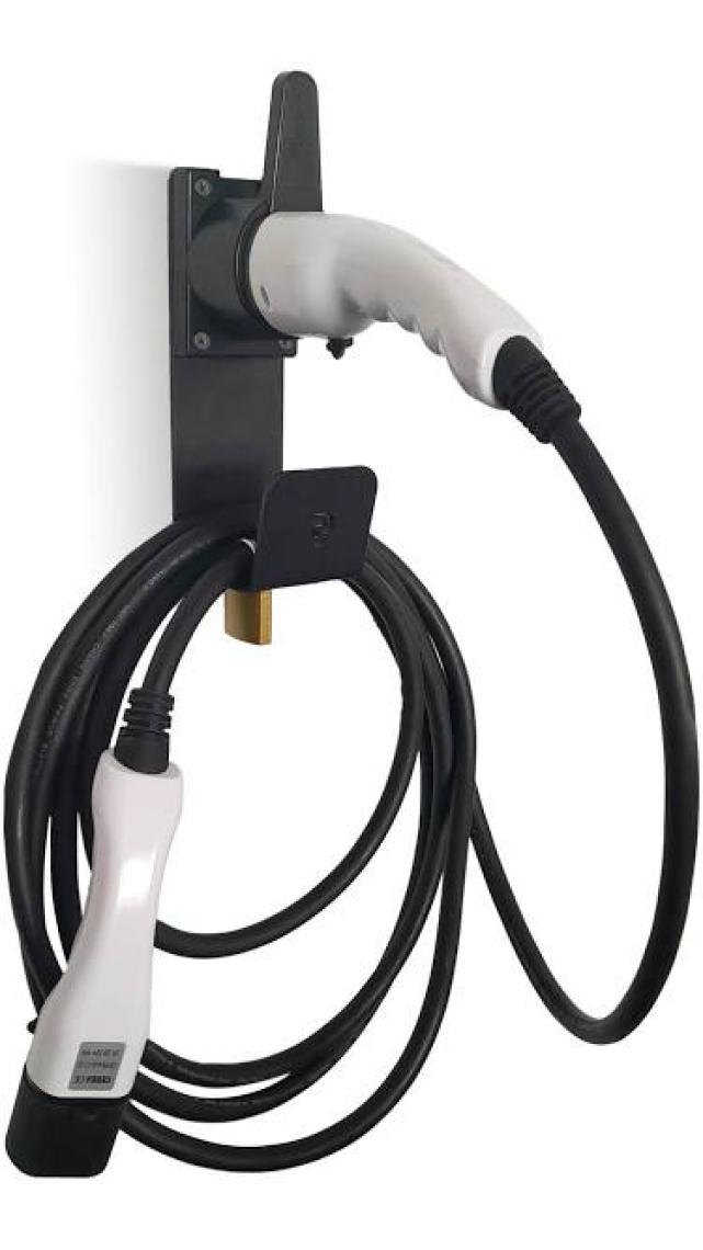 Egnio Tip 2 Ev Şarj Tutucu, Iec 51296-2 Fişli Elektrikli Araba Için Asma Kilit Kilitlenebilir Duvara Montaj Tutucu Siyah