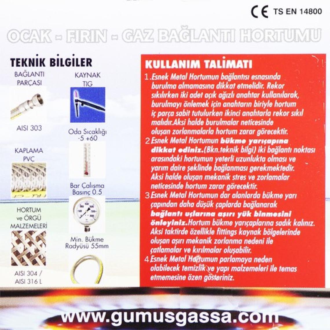 Doğalgaz Ocak Hortumu (Yeni Tip Örgülü !!)  150 cm