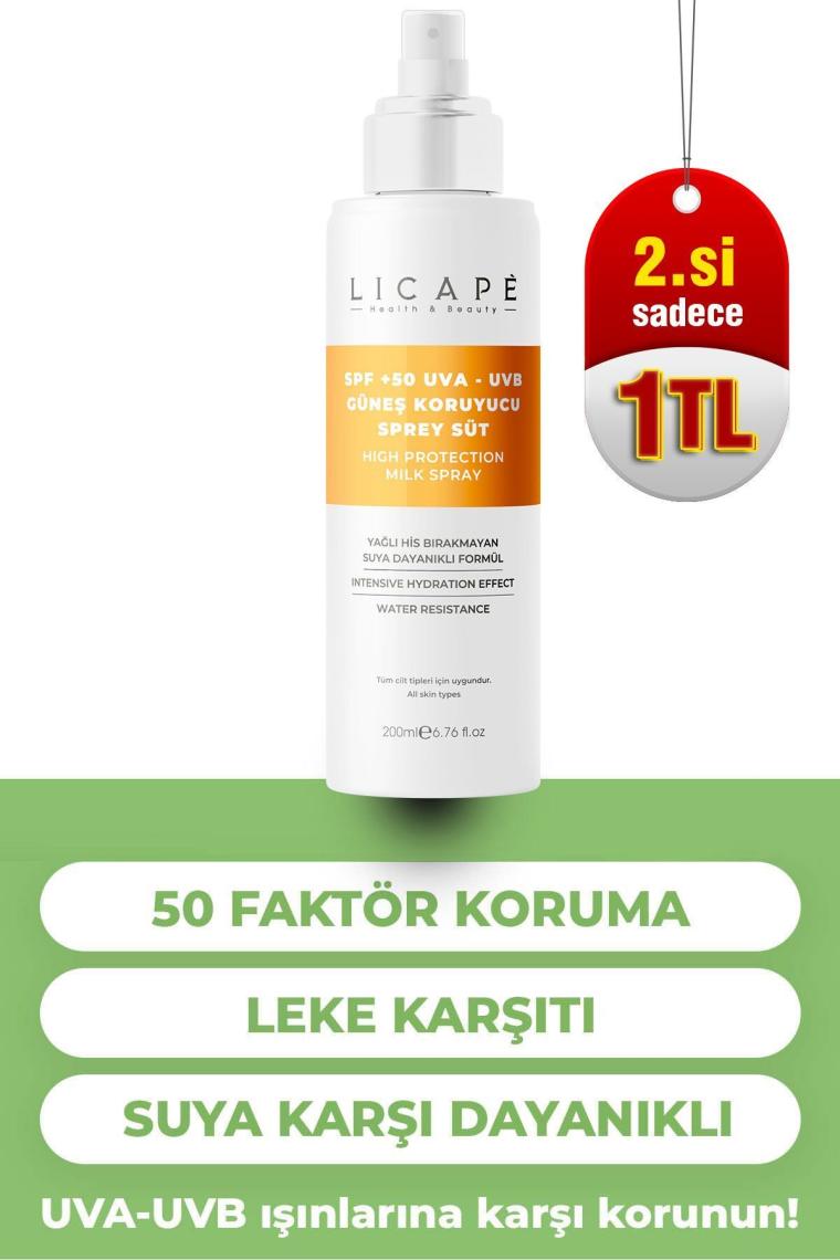Spf 50 Faktör Uva - Uvb Güneş Koruyucu Sprey Süt 200ml