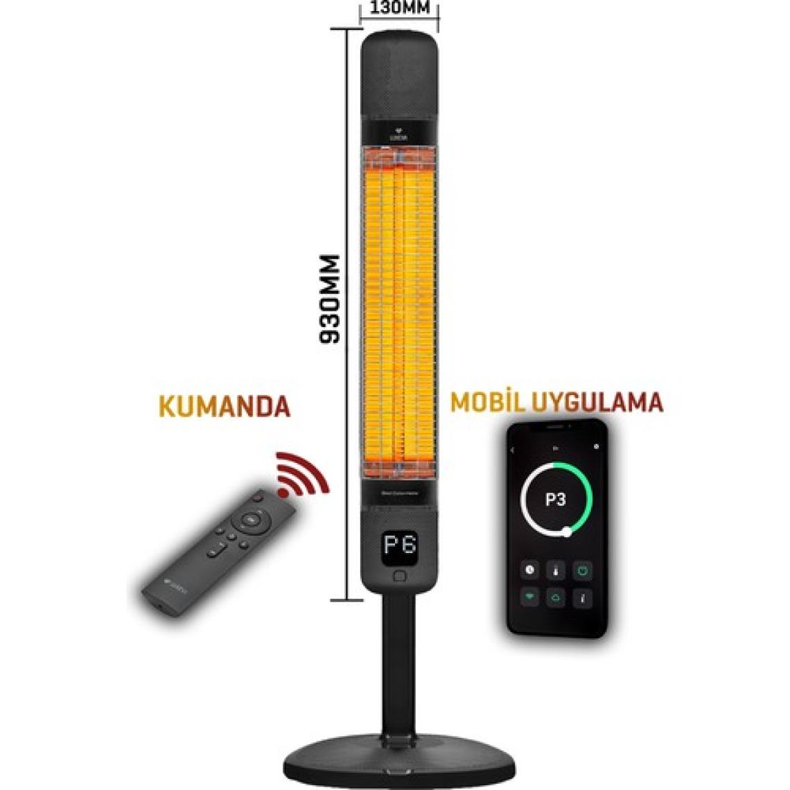 Luxeva Smart-FR Jet Black 2500 W Uzaktan Kumandalı Ayaklı Infrared Isıtıcı