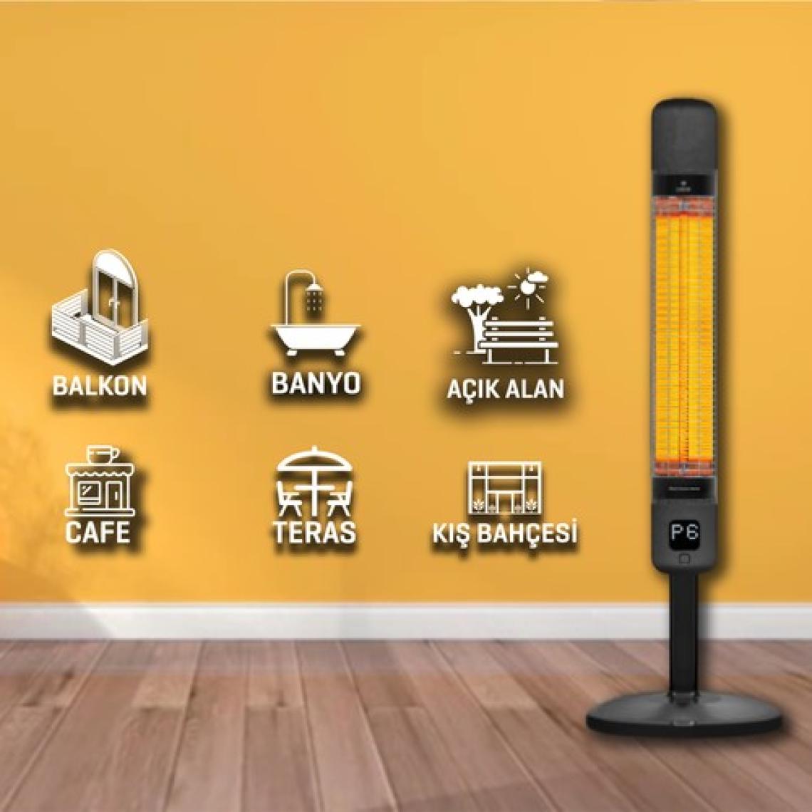 Luxeva Smart-FR Jet Black 2500 W Uzaktan Kumandalı Ayaklı Infrared Isıtıcı