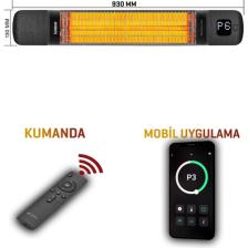 Luxeva Smarty-Wl-Jetblack Duvar Tipi Akıllı Karbon Infrared Isıtıcı IP55 Su Geçirmezlik 2500W Dış Mekan Isıtıcı
