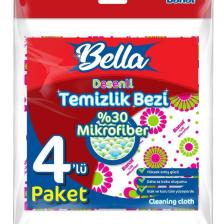 Bella Desenli %30 Mikrofiber Temizlik Bezi 4'lü Paket