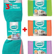 3 Lü Mikrofiber Bez 3 Lü Pratik Sünger