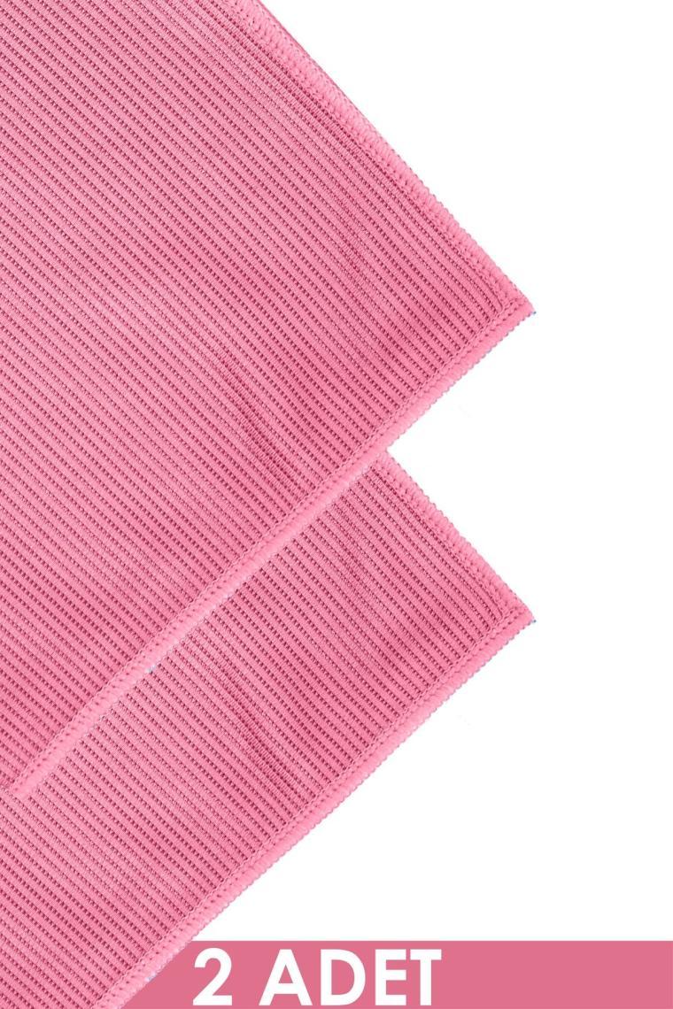 Mikrofiber 40x40cm 2li Zor Kir Ve Yağ Temizlik Bezi - Pembe