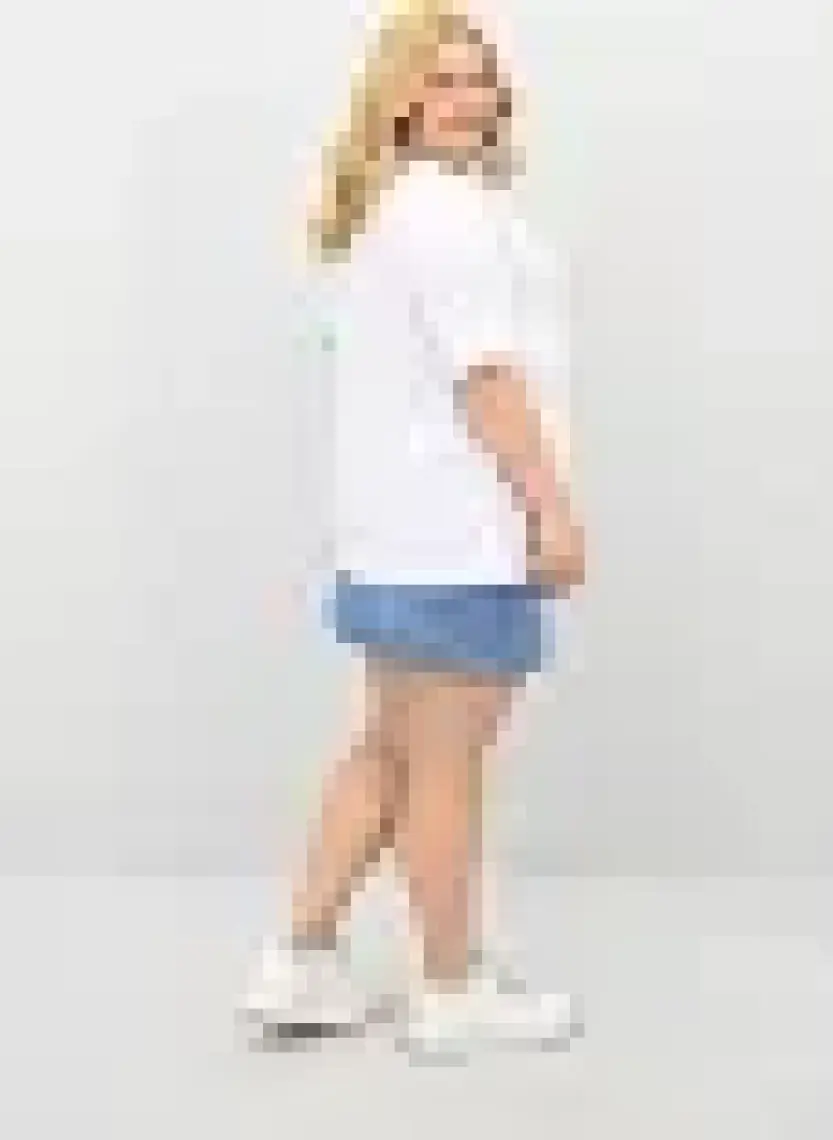 Kadın Büyük Beden Kısa Kollu Bisiklet Yaka Oversize T-Shirt 1963-25