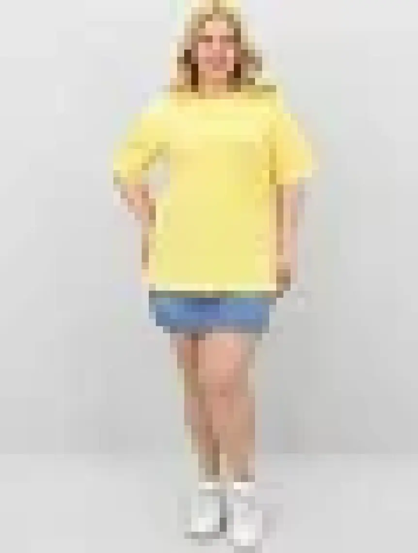 Kadın Büyük Beden Kısa Kollu Bisiklet Yaka Oversize T-Shirt 1963-25