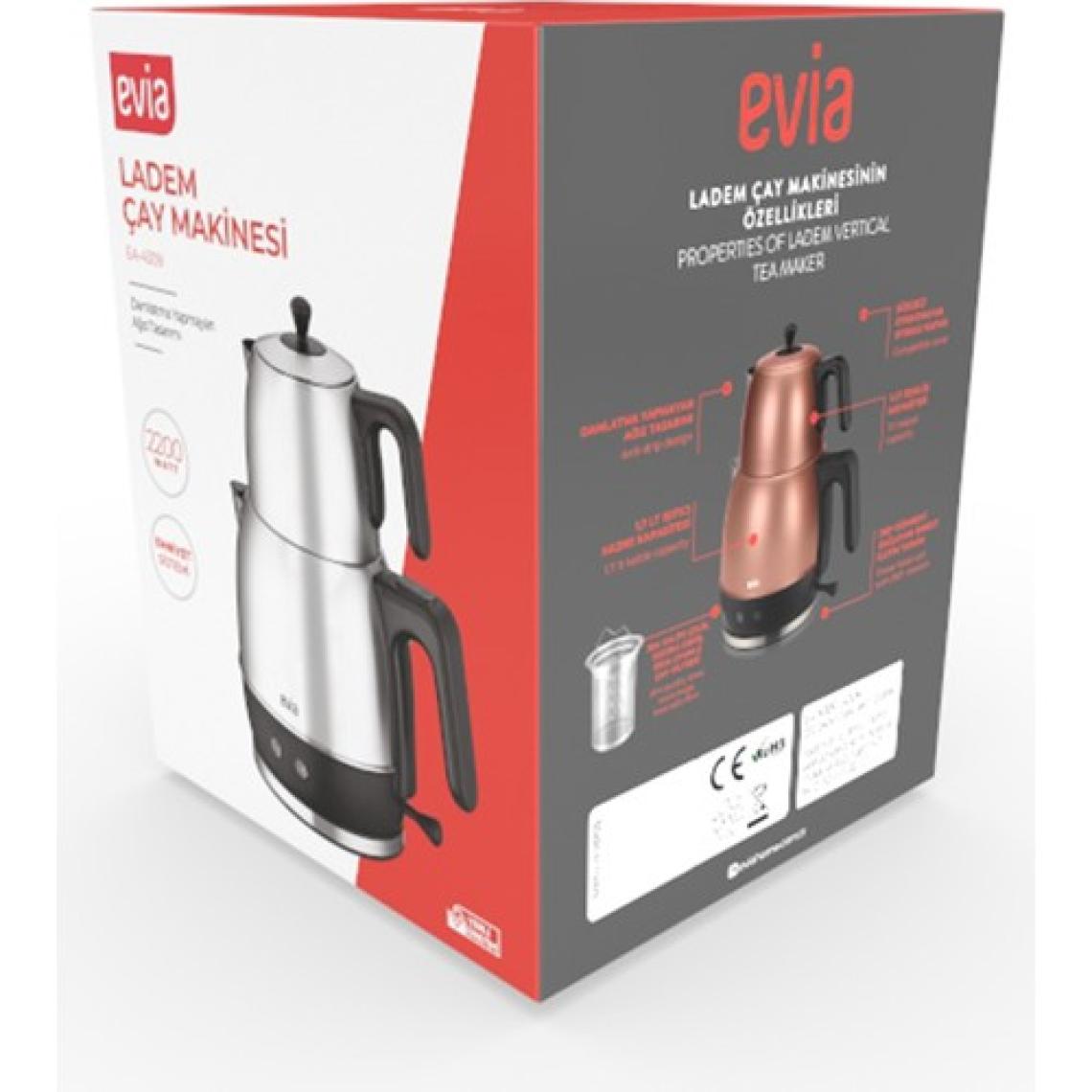 Evia Ladem Inox Geniş Kapasiteli 2200 Watt Paslanmaz Çelik Çay Makinesi Ve Su Isıtıcısı dop6930714igo