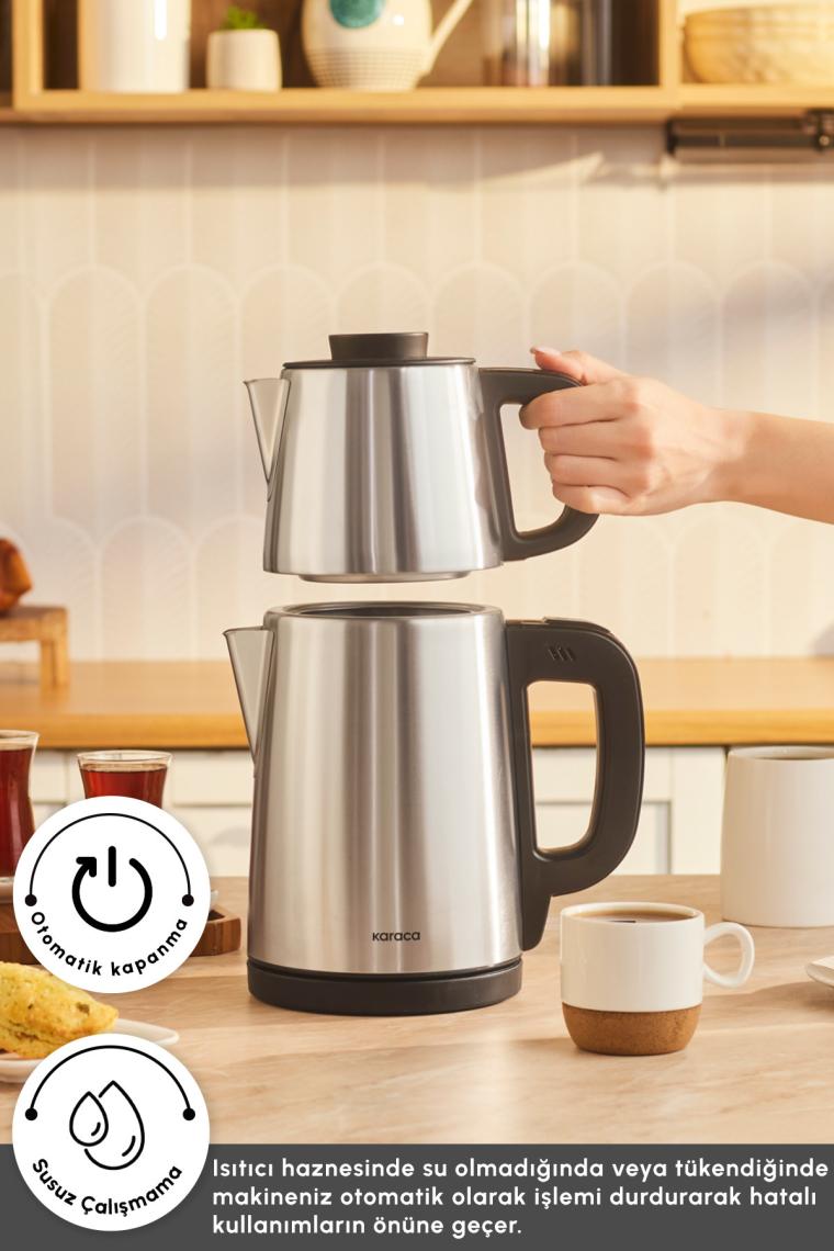 Karaca Tea Break İnox Siyah Çelik Su Isıtıcı & Çay Makinesi