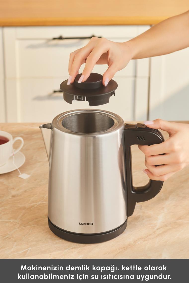 Karaca Tea Break İnox Siyah Çelik Su Isıtıcı & Çay Makinesi