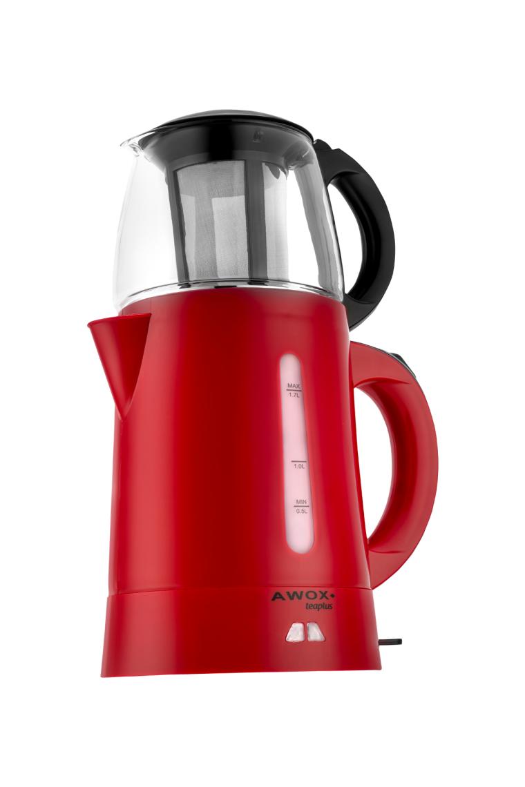 Awox Teaplus Cam Demlikli Elektrikli Çay Makinesi Kırmızı