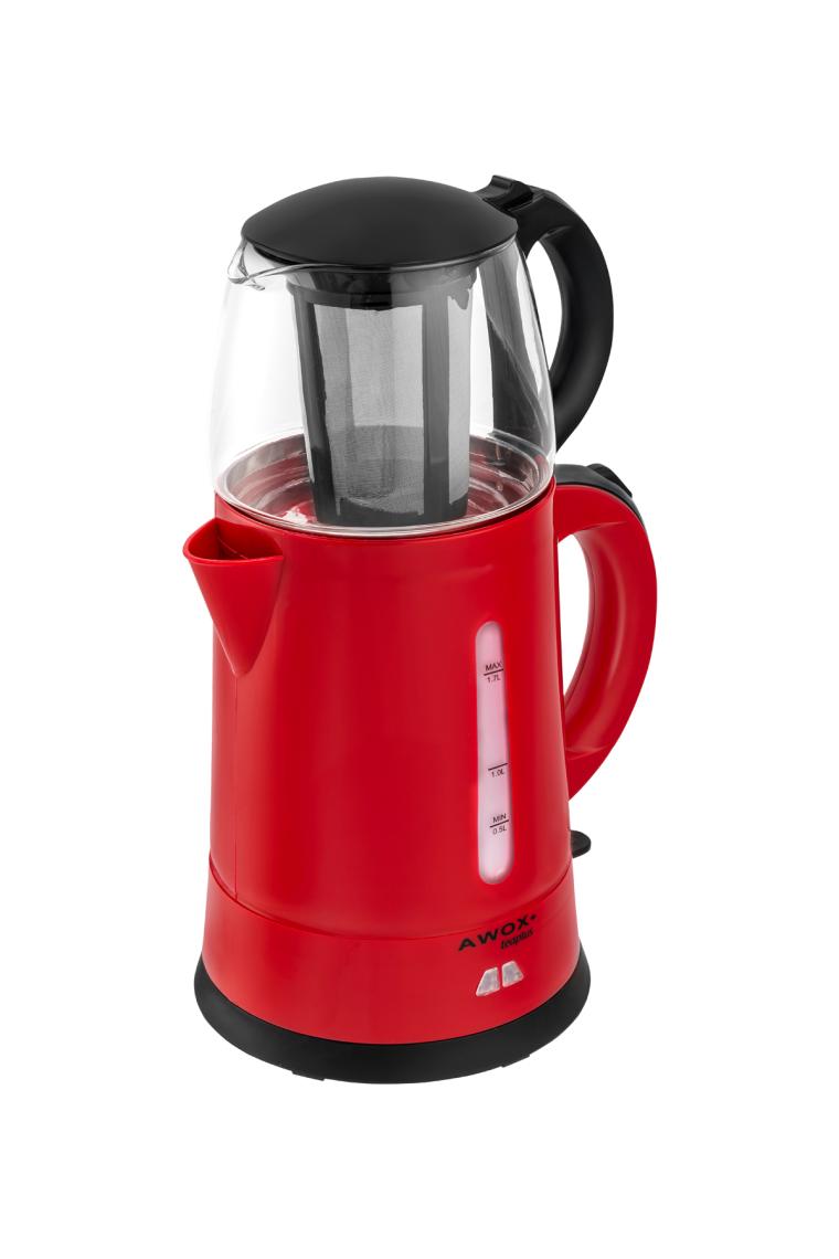 Awox Teaplus Cam Demlikli Elektrikli Çay Makinesi Kırmızı