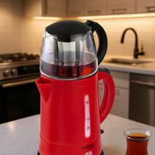 Awox Teaplus Cam Demlikli Elektrikli Çay Makinesi Kırmızı
