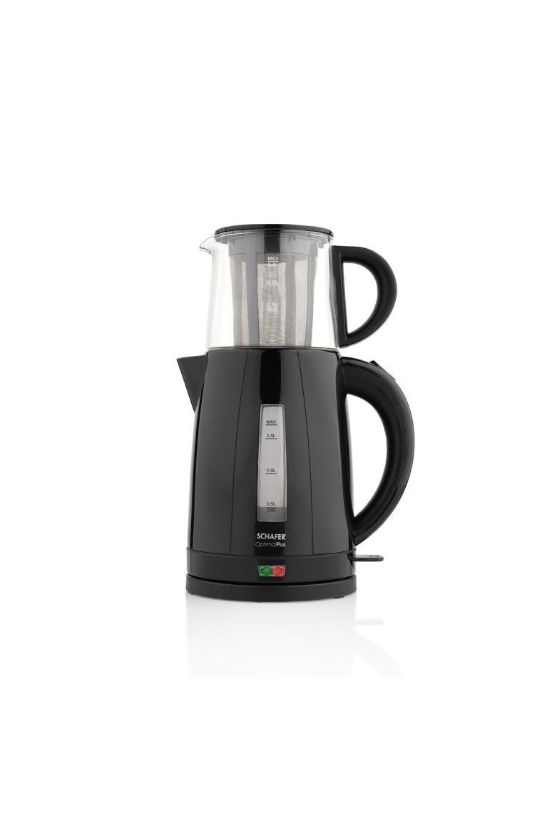 Schafer Optimal Siyah 1800 W Cam Demlikli Çay Makinesi