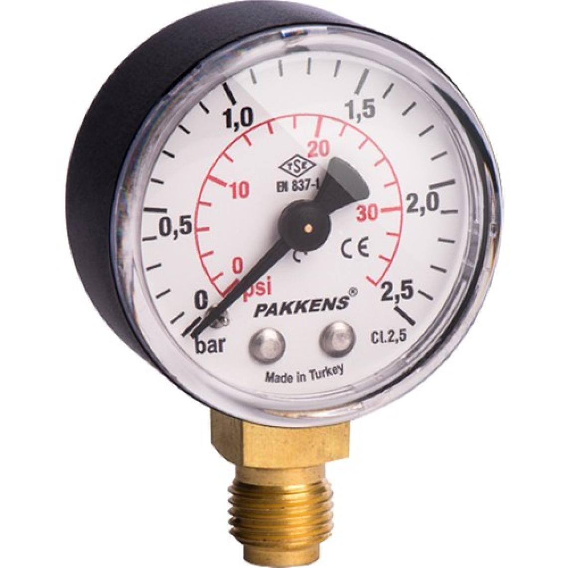 Pakkens 0-16 Bar 50 mm Alttan Bağlantılı Kuru Manometre G 1/4 inç