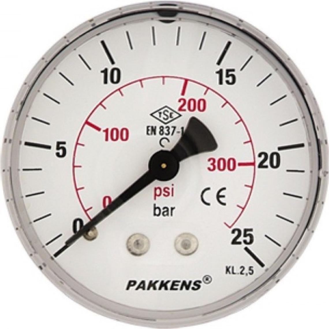 Pakkens 0-10 Bar 63 mm Arkadan Bağlantılı Kuru Manometre G 1/4 inç
