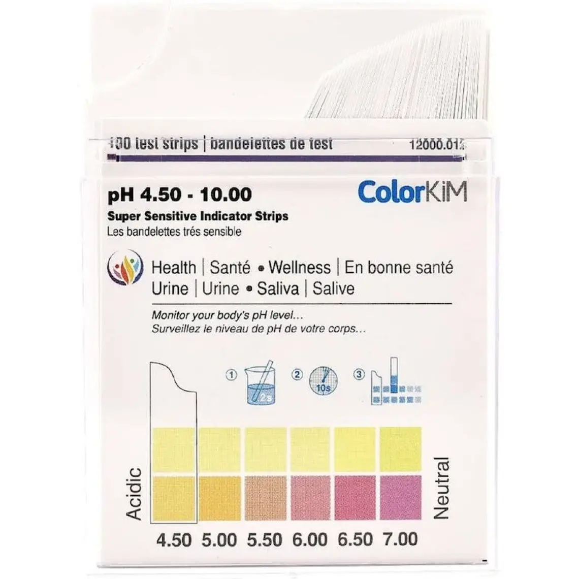 Colorkim Ph 4,5-10 Ölçer Test Kağıtları + Turnisol Ph Test Kiti Çubukları Kutu Içerisinde Ölçüm Çubuğu 100'lü