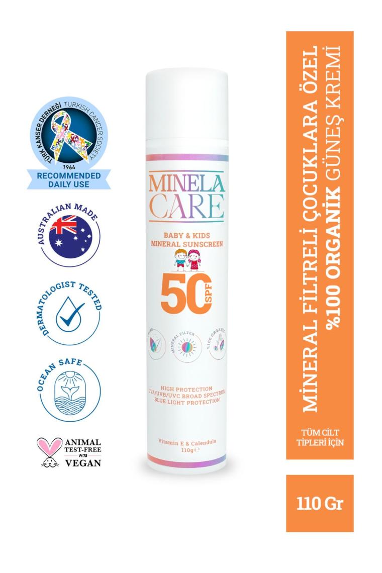 Organik Mineral Filtreli Yüksek Korumalı Bebek Ve Çocuk Güneş Kremi Spf 50 110gr