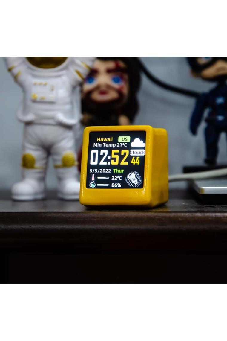 Hymark Akıllı Mini Hava Durumu Istasyonu 1.54 Inç LED LCD 28X28MM Dijital Ekran Wifi Saat Sıcaklık Nem