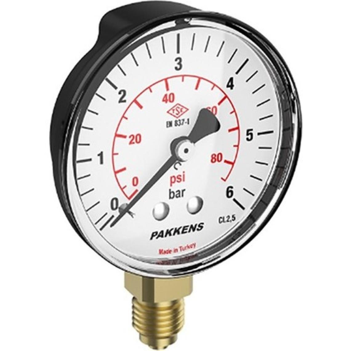 Pakkens Alttan Bağlantılı Manometre 63 mm 10 Bar