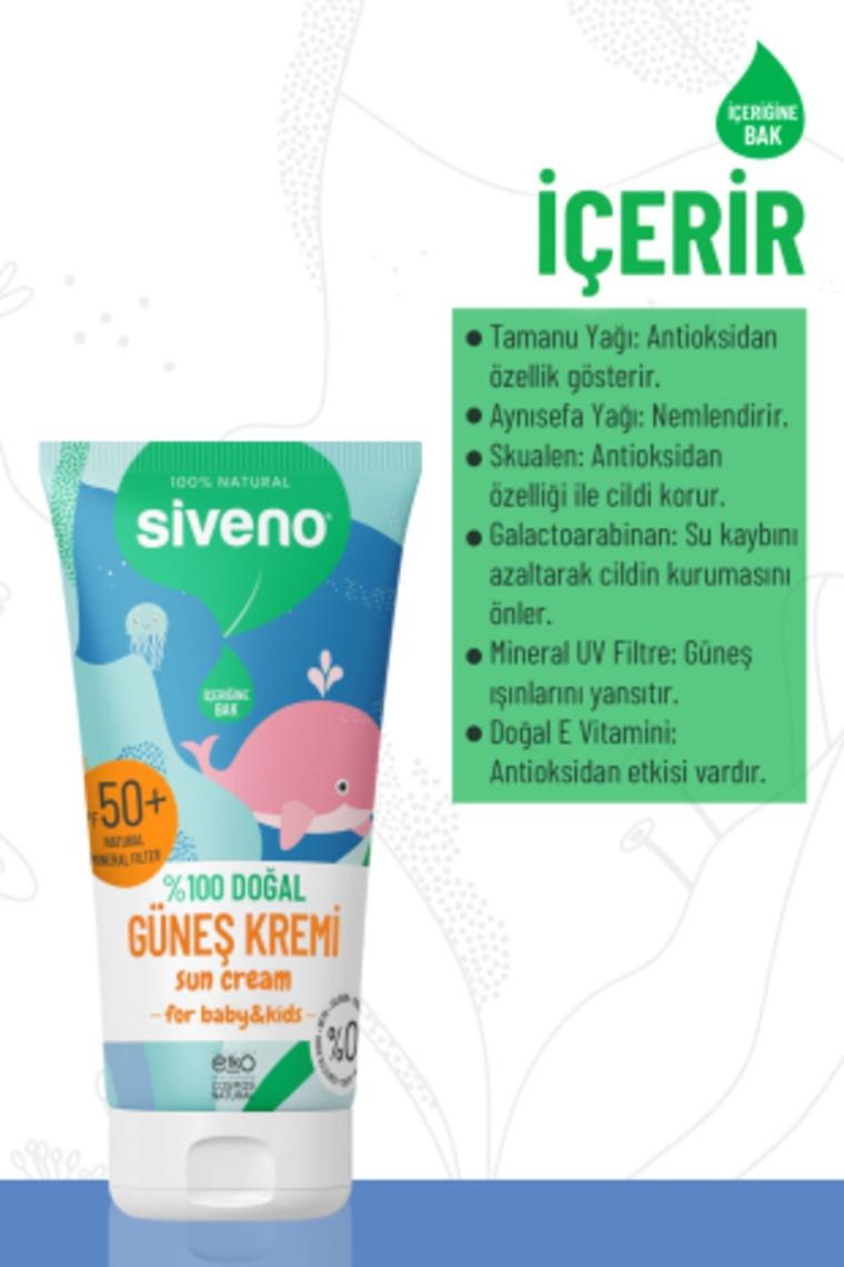 %100 Doğal Bebek Güneş Kremi- Leke Karşıtı Antioksidan Nemlendirici Bitkisel Vegan Uva Uvb 50spf
