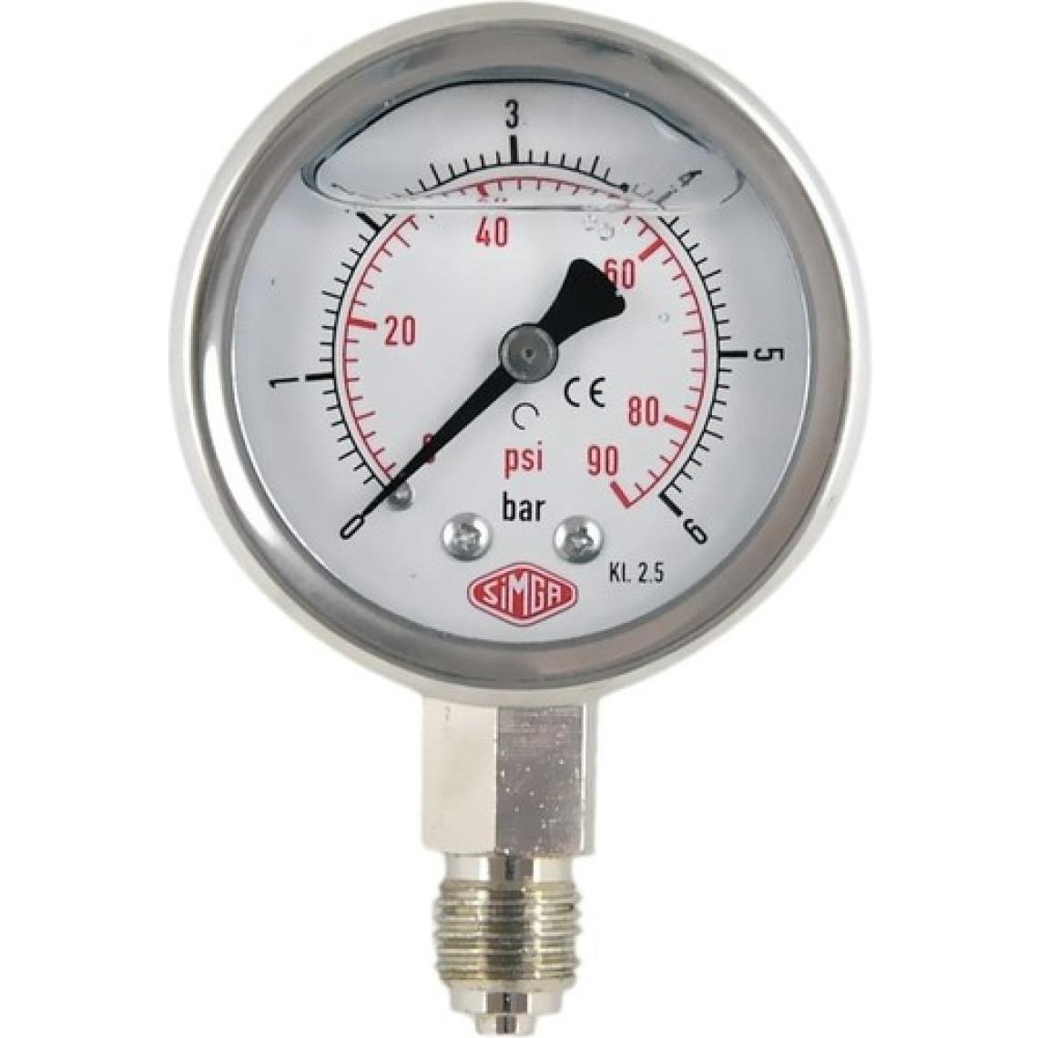Simga Çap Ø63 mm Alttan Bağlantılı Gliserinli Manometre